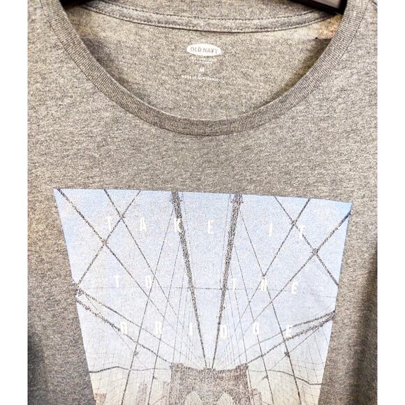 VTG Old Navy New York City Brooklyn Bridge Graphic Tee Med Heathered Take It To - Picture 3 of 7